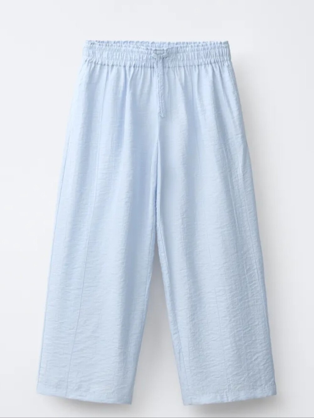 Zara GRILS Pale Blue Wide-Leg Drawstring Pants